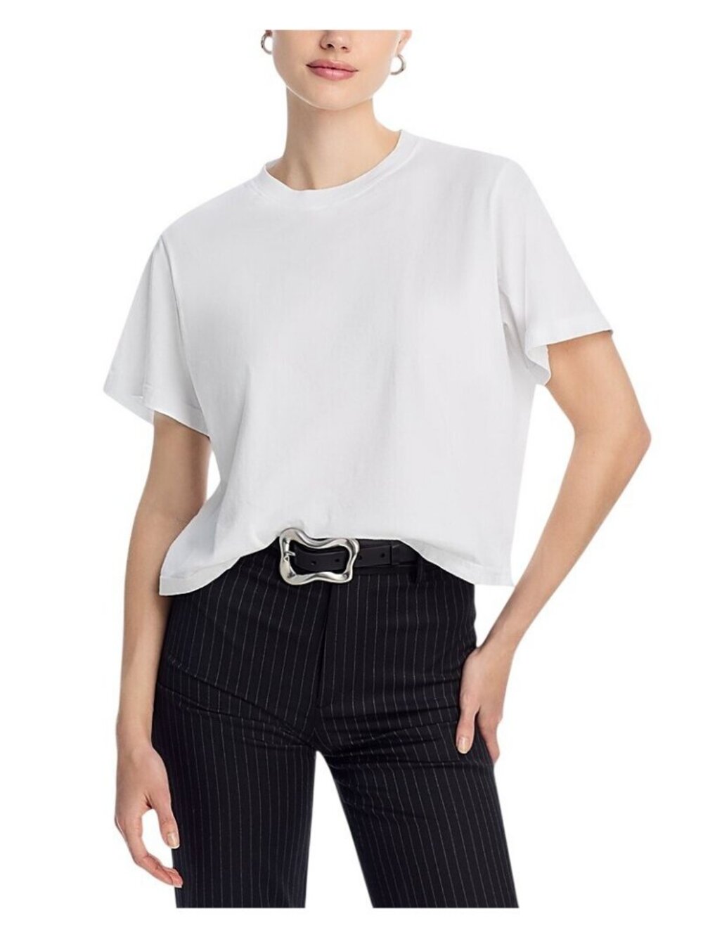 NWT Aqua Athletic Womens Haley Crop Boxy Tee T-Shirt BL-T05-CTT White M